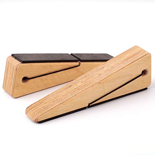 Door Stopper Decorative Doorstop Wedge- Pack of 2, Multi Surface Wooden Door Stop with Elastic Rubber Band, Non-Slip Door Stops with Heavy Duty, Quality Design for All Surfaces (Natural,2) - Thumbnail 2