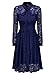 MissMay Women's Vintage Elegant Long Sleeve Lace Overlay Cocktail Swing Dress