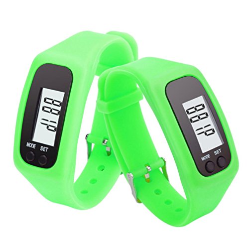 Voberry® Digital LCD Pedometer Run Step Walking Distance Calorie Counter Watch Bracelet (Green) - Thumbnail 5