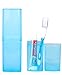 [2 Pack], JE Basic Set: Blue Plastic Toothbrush/Toothpaste Storage Tube Case and Toothbrush Silicon Cover for Travelers