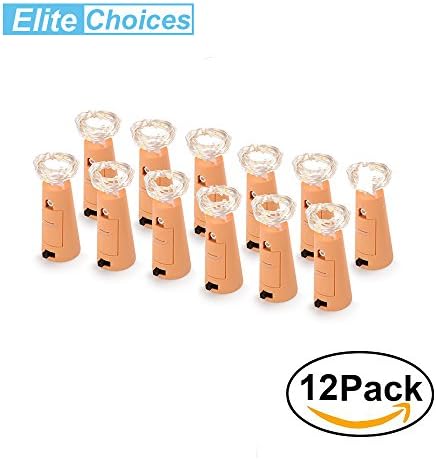 15 LEDS 12 Pack warm white Wine Bottle Lights , Elite Choices 1.4M Pro Spark I Cork Shaped Battery Strip Light Decor Rope String Lamp,Copper Wire Fairy Lights for Wedding Party Halloween Christmas