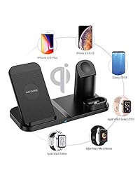 Cargador inalámbrico 3 en 1 10 W Qi-certificado rápido inalámbrico soporte de carga compatible iPh XR XS Max XS X   8 8 Plus, serie de relojes y otros teléfonos con Qi-Enabled