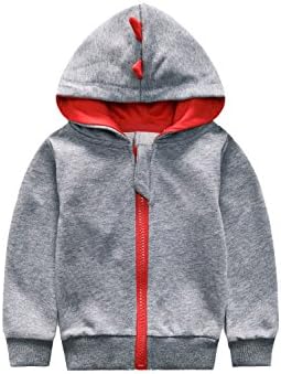 Baby Boys Long Sleeve Dinosaur Hoodies Clothes Jacket Toddler Zip-up Sweatshirt (12-18 Months, Gray(New Design))