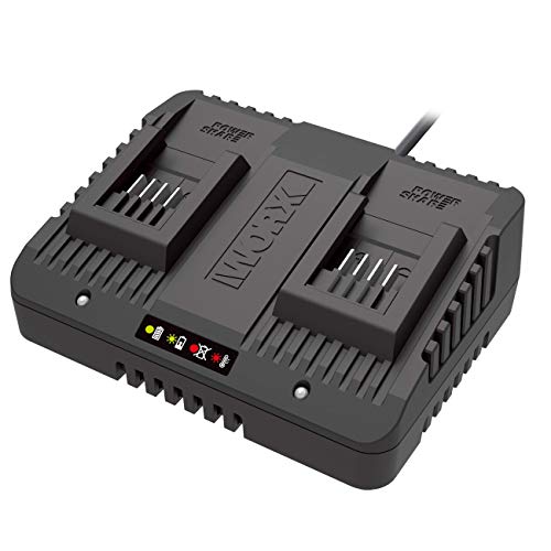 WORX WA3772 Dual-Ladegerät, Gleichzeitiges Aufladen Von 2X 20V 2,0 Ah Akkus