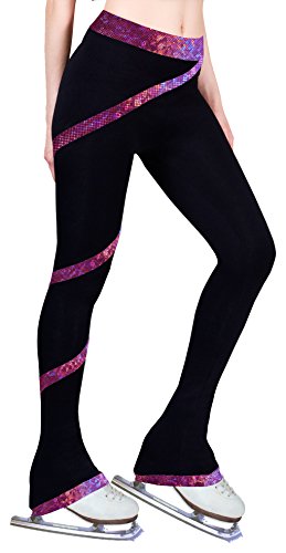 Figure Skating Spiral Polartec Polar Fleece Pants - Hologram Foil Fuchsia (Child Medium)