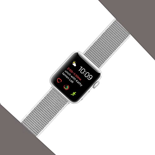 Yunsea For Apple Watch Band, New Nylon Sport Loop, with Hook and Loop Fastener, Adjustable Closure Wrist Strap, Replacment Band for iwatch, 42mm, Seashell
