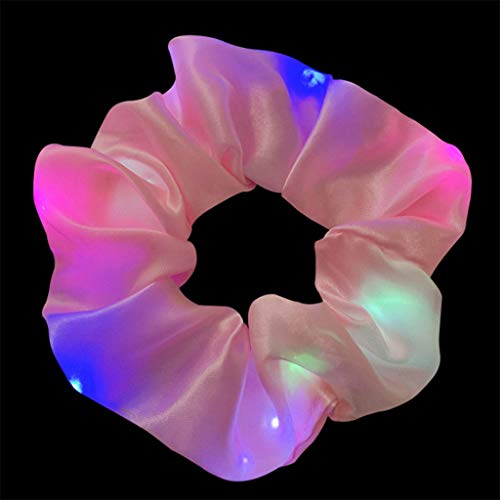 Hair Band, Fashion Tie-Dye Velvet Scrunchies with Hidden Pocket with LED Lamp Night Hairband for Halloween (D)
