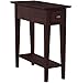 Leick Home 15-In Wide End Table, Solid Wood Construction, One Drawer, One Lower Shelf, Narrow Width, Easy-Assembly, Chocolate Oak, 15.0 In. W x 24.0 In. D x 24.0 In. H, 10071-CH