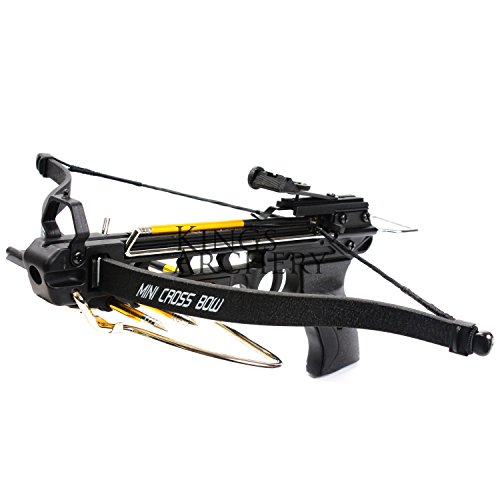KingsArchery Crossbow Pistol with Bolt Rack Self-Cocking 80 LBS with Adjustable Sights and Spare Crossbow String and Caps - Thumbnail 7