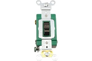 Leviton 3032-2E 30 Amp, 120/277 Volt, Toggle Double-Pole AC Quiet Switch, Extra Heavy Duty Spec Grade, Self Grounding, Back a