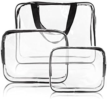 Sirwolf 3 in 1 Makeup Bags & Cases Plastic Travel Tolietry Bag Clear PVC Tolietry Travel Bag Organizer for Men and Women (black)