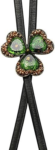 Tamarusan Bolo Tie Clover Marble Green For Men And Ladies Leather Strap