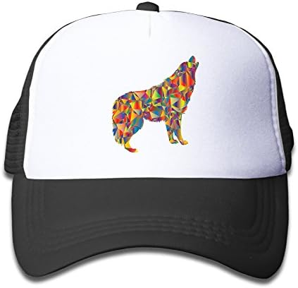 ToddlerKid'sEnraged Howling Wolf Mesh Trucker Snapback Hat CapBlack