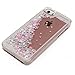 iPhone SE 5S Case, Cherry Blossom Sakura Liquid Quicksand Bling Heart Case for iPhoneSE 5S, iPhone5SE 5S 5 Flowing Floating Moving Love Heart Hard Case(Bling Cherry Pink)