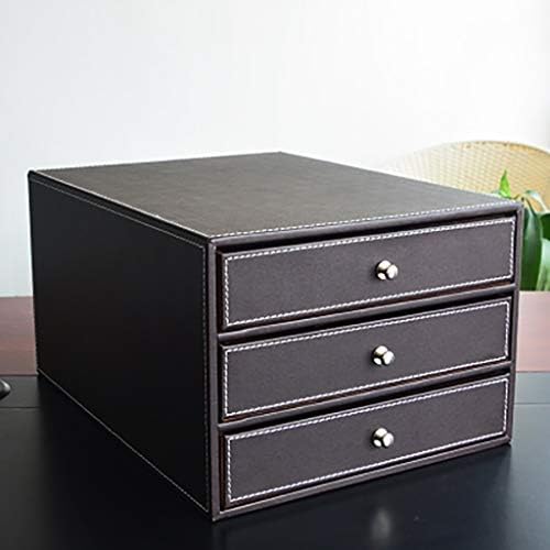 デスクトップファイルボックス デスクトップファイルキャビネットハイグレードレザーファイルキャビネット三層引き出しタイプa4ファイル2色のストレージデータ ボックス サイズ 25cm 33cm 18cm 色 Brown Ssl Uni5 Net