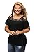 LittleLlittleSky Womens Black Floral Lace Yoke Cold Shoulder Pleated Plus Size Blouse Top ((US 18-20) XXL)