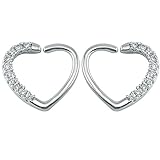 16g Clear/Pink Cubic Zirconia Heart Surgical Steel Daith Tragus Cartilage Earring piercing (Clear)
