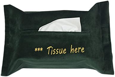 French Velvet Fabric with Gold Foil Printing Facial Tissue Holder Tussie Case Cover for Bathroom ,Dining room , Countertops, Bedroom Dressers, Night Stands, Desks ,Tables and Cars.Color :Forest .1 pc