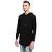 Keybur Mens Hipster Hip Hop Longline Classic Pullover Long Sleeve Hoodies Fashion Sweatshirt (L, Black)