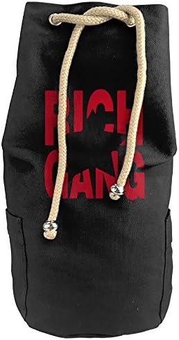 Rich Gang Logo Vertical Bucket Cylindrical Shaped Canvas Beam Port Drawstring Sports Basketball Shoulders Backpack Bags