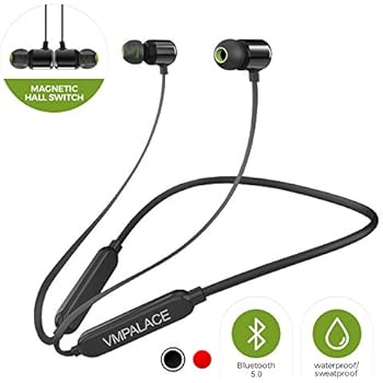 VMPALACE Bluetooth Headphones, Noise Cancelling Headphones with Microphone - Magnetic HD Stereo Wireless Headphones, IPX7 8 Hour Battery Waterproof Bluetooth Headset for Running Workout & Gym