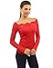 PattyBoutik Women Floral Lace Off Shoulder Top (Bright Red Small)