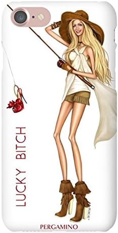 iPhone 6 7 8 Compatible Case by Luxury Designer Brand PERGAMINO | Protective Hard Cover, Slim Fit &amp; Lightweight | Featuring Fashion Icon PERGIE (Lucky Bitch)