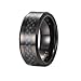 Heraculs 8MM Tungsten Carbide Ring for Man Black Carbon Fiber Inlay Polish Edges Wedding Engagement Band Ring Size 7-15