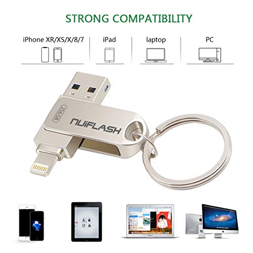 USB Flash Drive for iPhone 256GB Photo Stick Memory Stick USB 3.0 External Storage nuiflash Thumb Drive Compatiable with iPhone/iPad/Mac (256GB-silver)