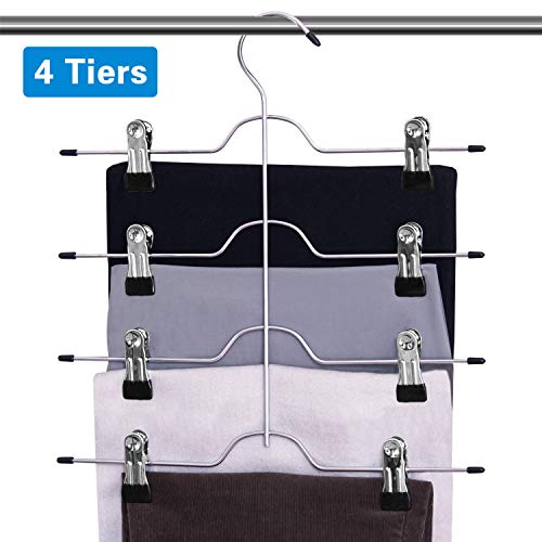 Moyeno Space Saving Pant Hangers Set, 4 Tiers in 1 Set Skirt Hangers