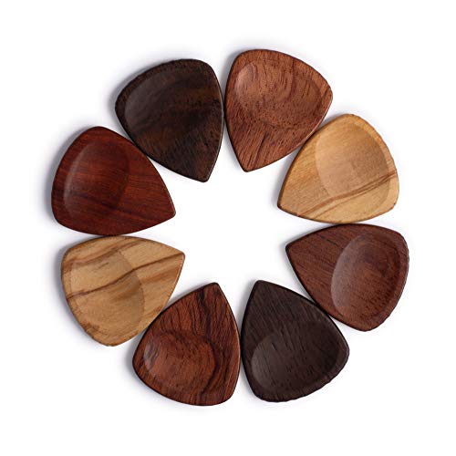 TimbreGear Exotica 8 Pack Genuine Handcrafted Wood Guitar Picks Mix