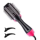 One Step Hair Dryer,Lumcrissy Hot Air Brush, Hair Styler & Volumizer Ceramic Electric Blow Dryer,3 in1 Styling Brush Hair Straightener with 2 Duckbill clips (110V ONLY)