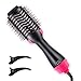 One Step Hair Dryer,Lumcrissy Hot Air Brush, Hair Styler & Volumizer Ceramic Electric Blow Dryer,3 in1 Styling Brush Hair Straightener with 2 Duckbill clips (110V ONLY)
