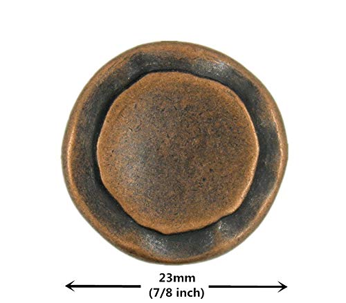 Bezelry 12 Pieces Rustic Circles Antique Copper Metal Shank Buttons 23mm (7/8 inch)