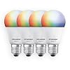 SYLVANIA Wifi LED Smart Light Bulb, 60W Equivalent Full Color and Tunable White A19, Dimmable, Compatible with Alexa and Google Home Only – 4 Pack (75674)