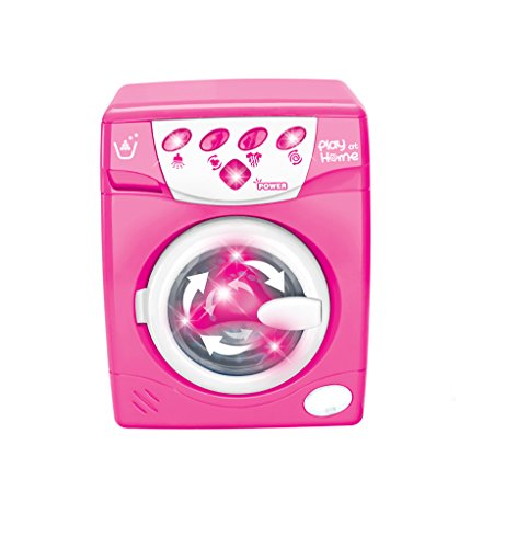 MeeYum Kids Pretend Play Washing Machine Toy, Doll Housekeeping Laundry Play Set with Realistic Lights and Sound