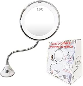 UBEQEÔ 10x de aumento espejo de aumento con luz | ventosa cuello de