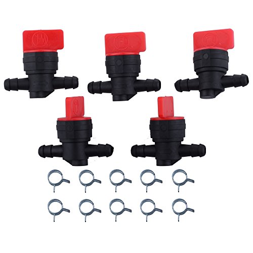Hipa 494768 698183 Fuel Shut Off Valve with clamp for Briggs & Stratton Murray Toro Lawn Tractor (Pack of 5)