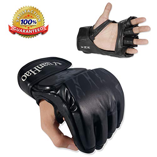MMA Gloves, UFC Gloves Boxing Leather More Paddding for Men Women Knuckle Wrist Protection, Half Finger Mitts Sparring Gloves for Training, Kickboxing, Muay Thai, Punching, Fight, Mixed Martial Arts - Thumbnail 7