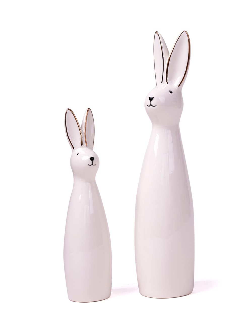 SEINHIJO 2pcs Bunny Decor Statue Rabbit Sculpture Gifts Modern Arts Animal Figurine Home Ornament Table Centerpiece Ceramic Crafts 29cm