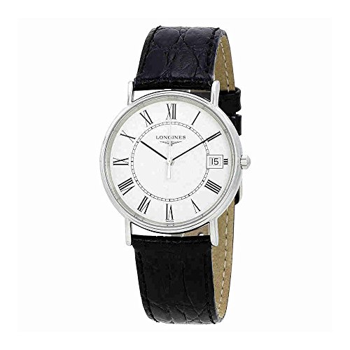 Longines Presence White Dial Black Leather Mens Watch L48194112