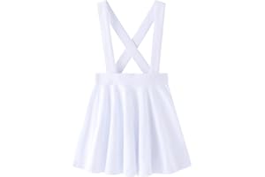 Noomelfish Girls Suspender Skater Skirt Stretchy Cotton Flared Overall Dress (4-12 Years)