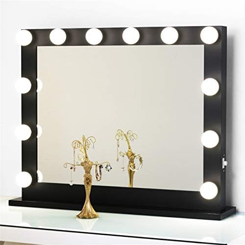 Toyswill Hollywood Vanity Mirror,Lighted Makeup Mirror Free LED Dimmable Bulbs,Tabletop Wall Mounted Back Stage Beauty Cosmestic Mirror (Black)