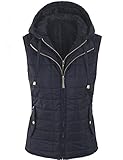 BOHENY Womens Quilted Fully Lined Lightweight Vest with Hoodie-XL-Navy_Hoodie