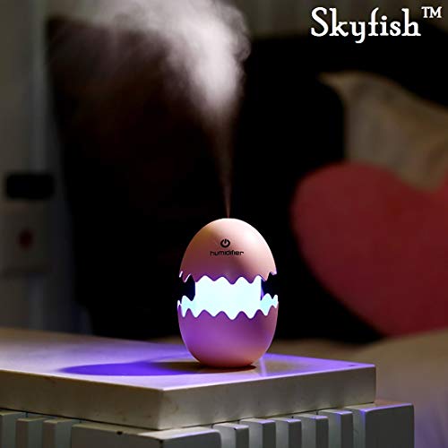 Skyfish Funny USB Mini Egg Shaped humidifier with Colorful Night Light egg tumbler Aroma Diffuser for Car Home Office Mist Maker egg air purifier LED Light