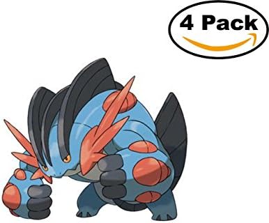 Swampert Mega Pokemon Bumper Window Vinyl Sticker Decal 4 Stickers 4X4 Inches