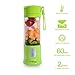Portable Blender, Ordergo USB Juicer Cup, Fruit, Smoothie, Baby Food Mixing Machine with Powerful Motor, 2x2000mAh High Capacity Batteries - Green