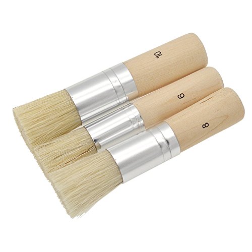 WonBuss 3Pcs Stencil Brushes Set, Art Crafts Paint Brush with Pure Natural Hog Bristle - Thumbnail 4