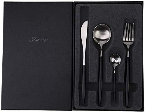 Silverware Flatware Cutlery Dinner Spoons Coffee Scoops Teaspoon Fork Set, 4 Piece Cutlery Dinner Spoons Kit Including Dinner Knife Fork Spoon, Safe in Dishwasher