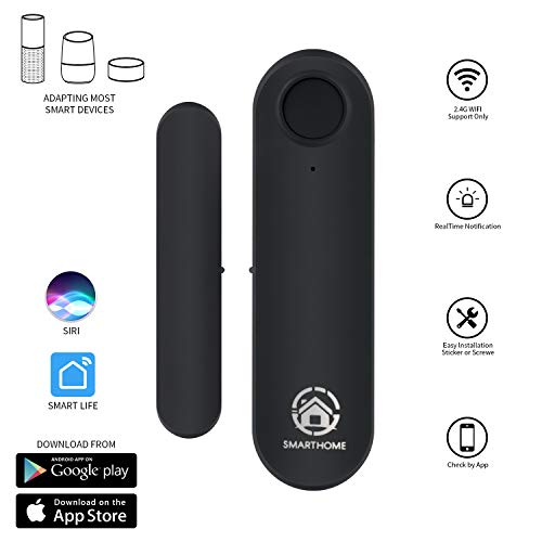Smallest WiFi Door Windows Sensor Magnets Phone APP Control Doorbell Alexa Siri GoogleAssistant IFTTT Enabled Wireless Security Alarm Door Chime for Home Drawer Garage Office Burglar Alert Darkgray